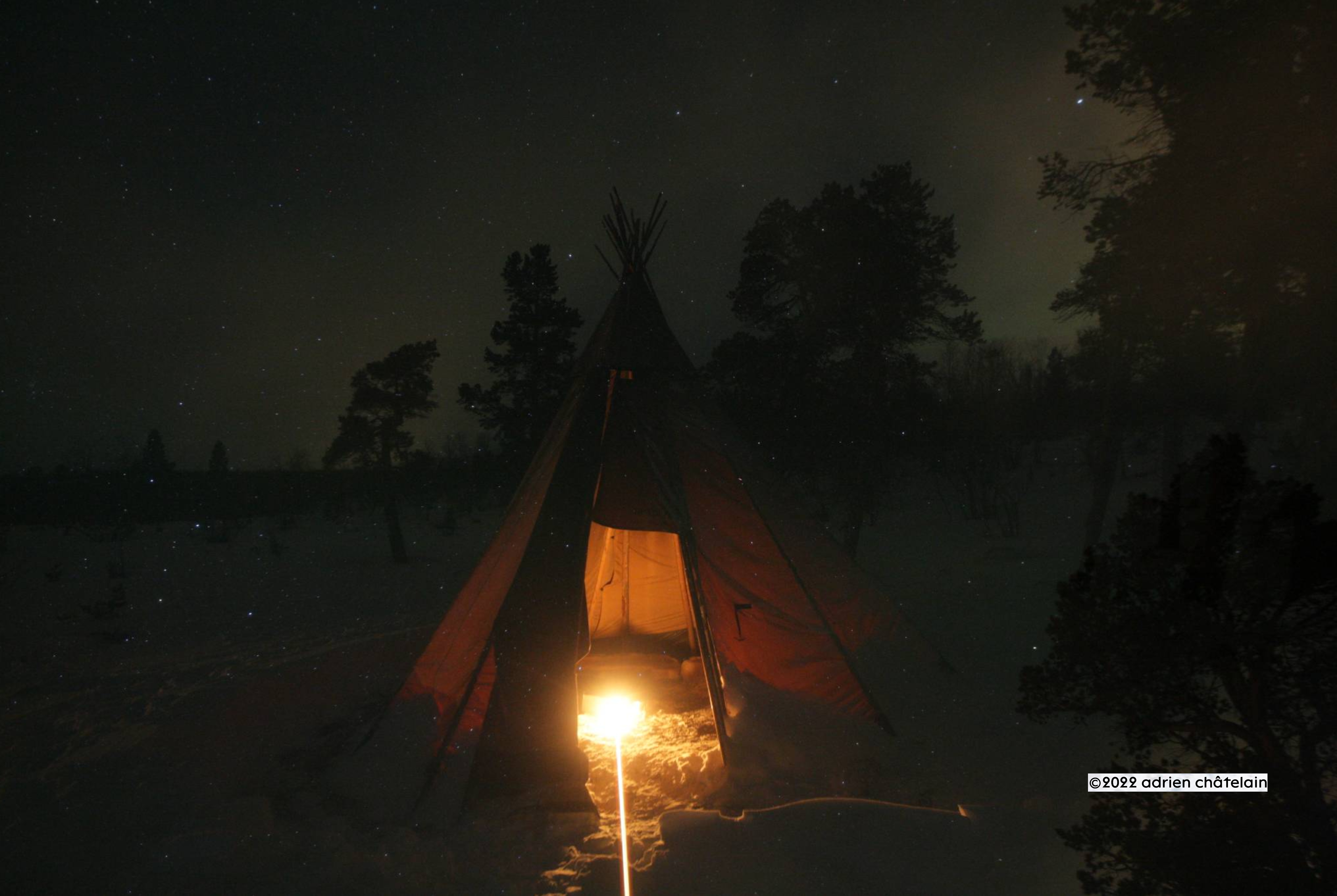 Tent with Stars and Aurora; Abisko, Sweden